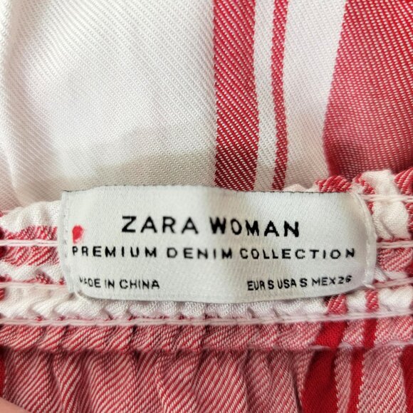 Zara Woman Red Embroidered Off the Shoulder Plaid Mini Dress - Picture 6 of 6